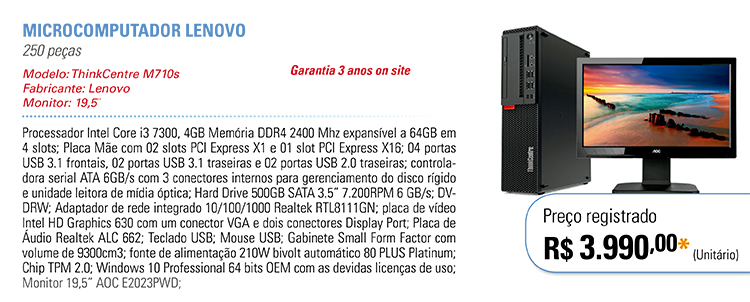ThinkCentre M710s - Lenovo - Ata Registro de Preços